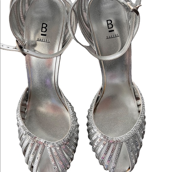 Bakers, silver, sequins, open toed, high heels. Woman’s 8 - Picture 2 of 6
